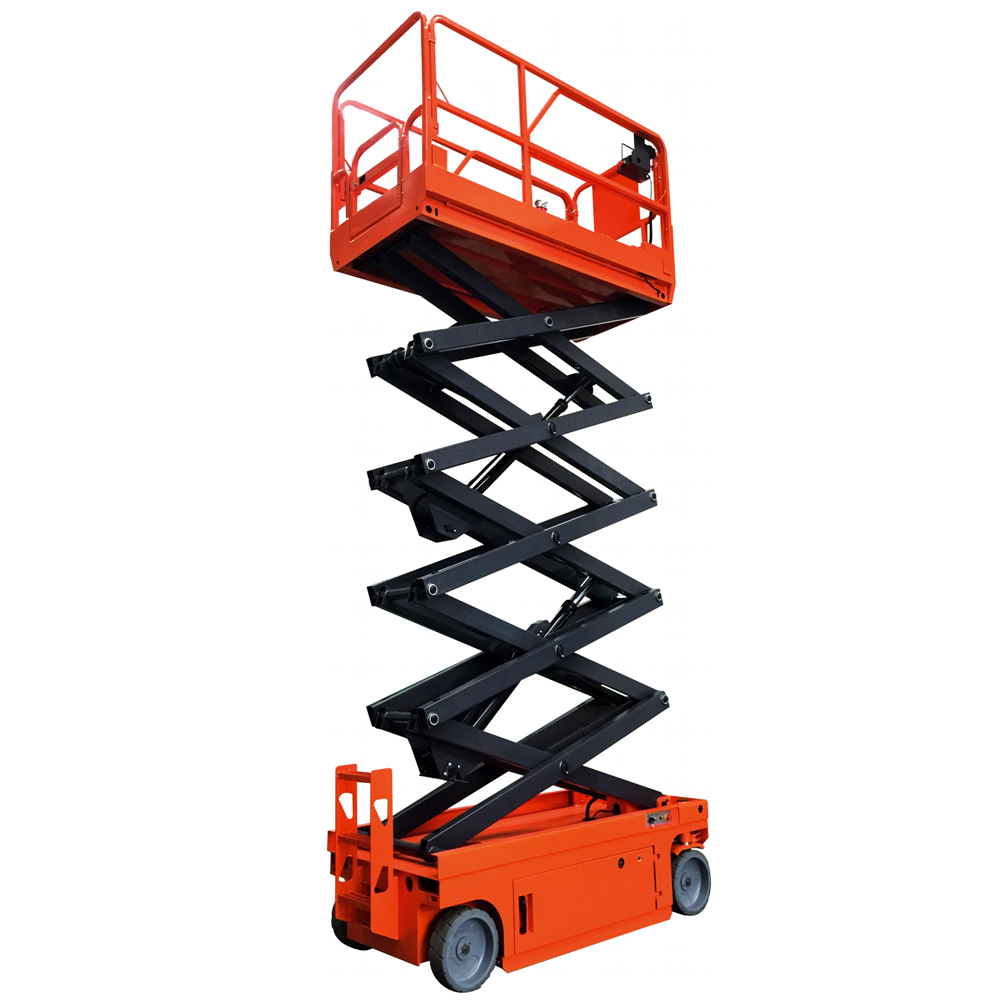 Self Propelled Scissor Work Platforms Glass Lifter Forklift Truck